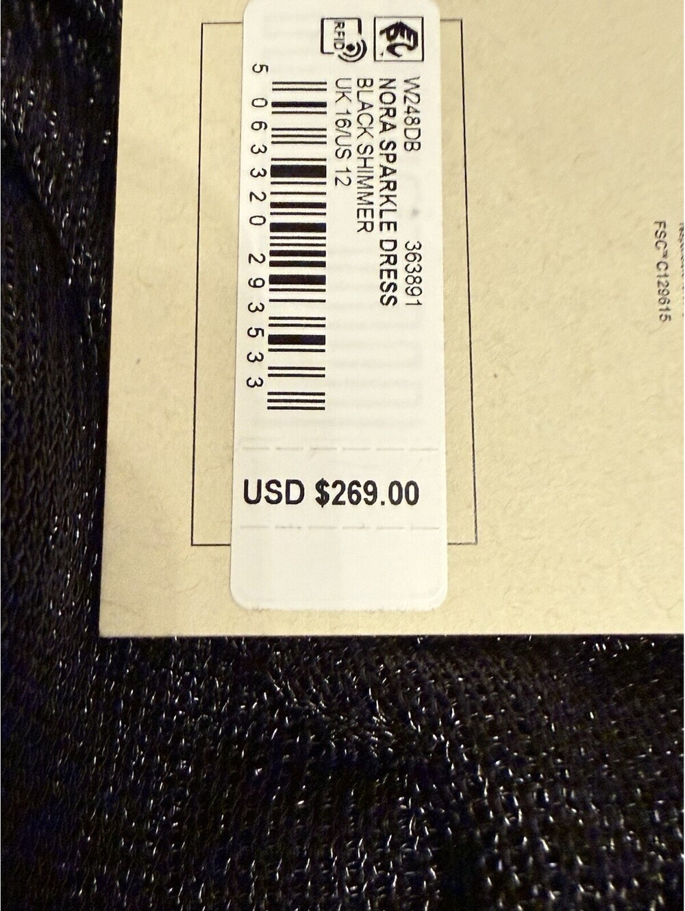 All Saints Black Nora Sparkle Shimmer Dress Size US 12 Black Simmer NWT - Picture 11 of 12
